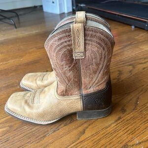 Ariat Leather Boots Mens 6 Square Toe Brown Tan Western Boots Cowboy Ranch Shoes